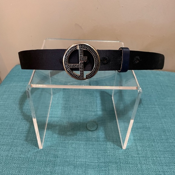 Giorgio Armani Accessories - Giorgio Armani Silk Belt With Silver & Black Rhinestone Buckle 40/M